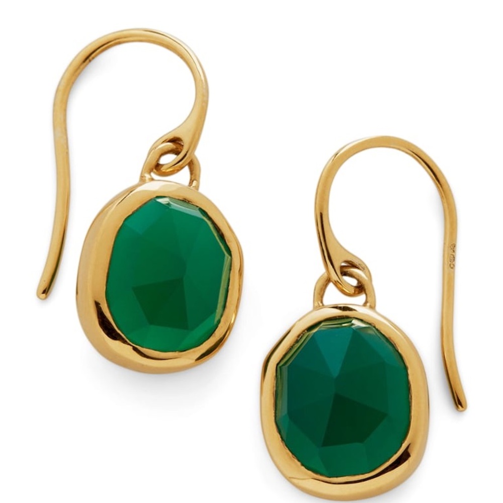MONICA VINADER Gold Earrings with Emerald Green Stones